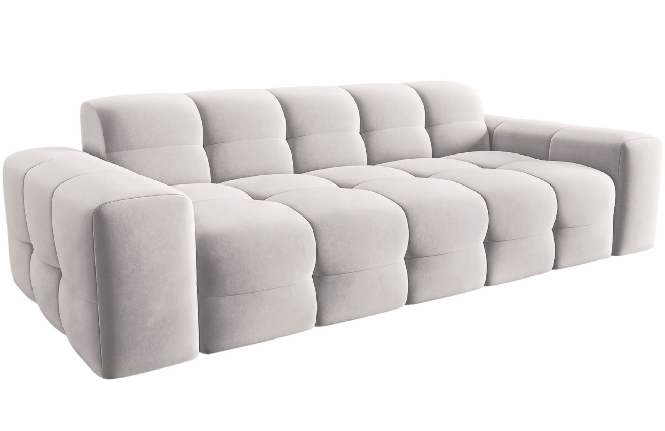 Světle šedá sametová trojmístná pohovka MICADONI Kendal 222 cm Micadoni