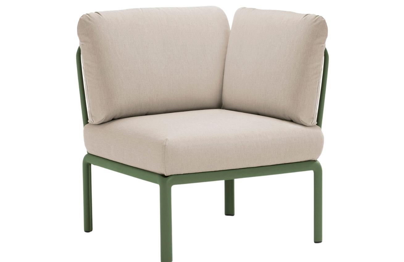 Nardi Béžový látkový zahradní rohový modul Komodo se zelenou podnoží Nardi