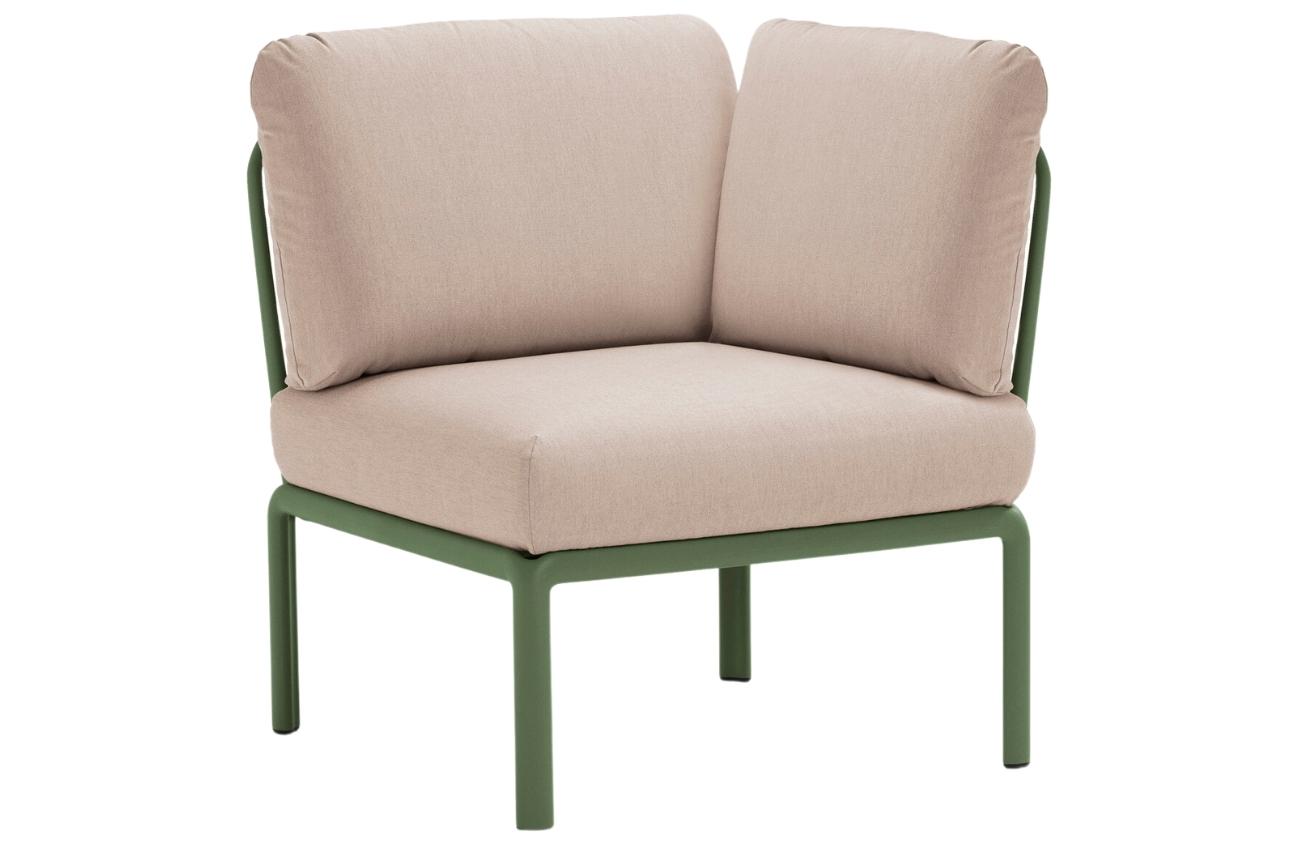 Nardi Béžový látkový zahradní rohový modul Komodo II. se zelenou podnoží Nardi