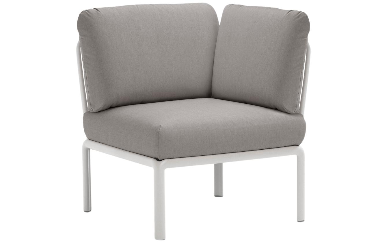 Nardi Šedý látkový zahradní rohový modul Komodo s bílou podnoží Nardi