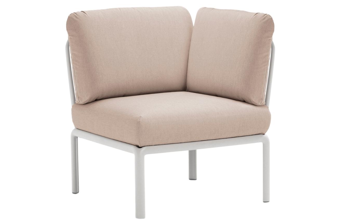 Nardi Béžový látkový zahradní rohový modul Komodo II. s bílou podnoží Nardi