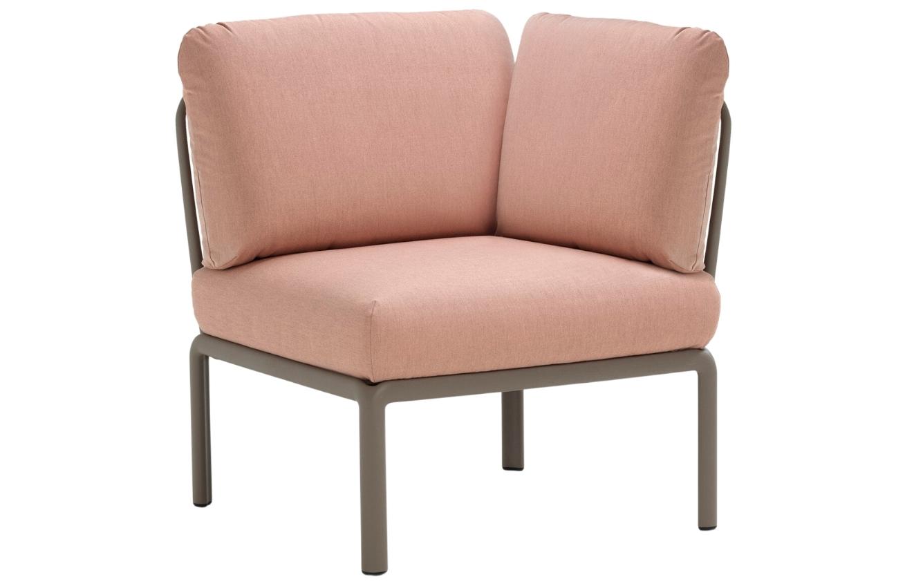 Nardi Růžový látkový zahradní rohový modul Komodo s hnědošedou podnoží Nardi