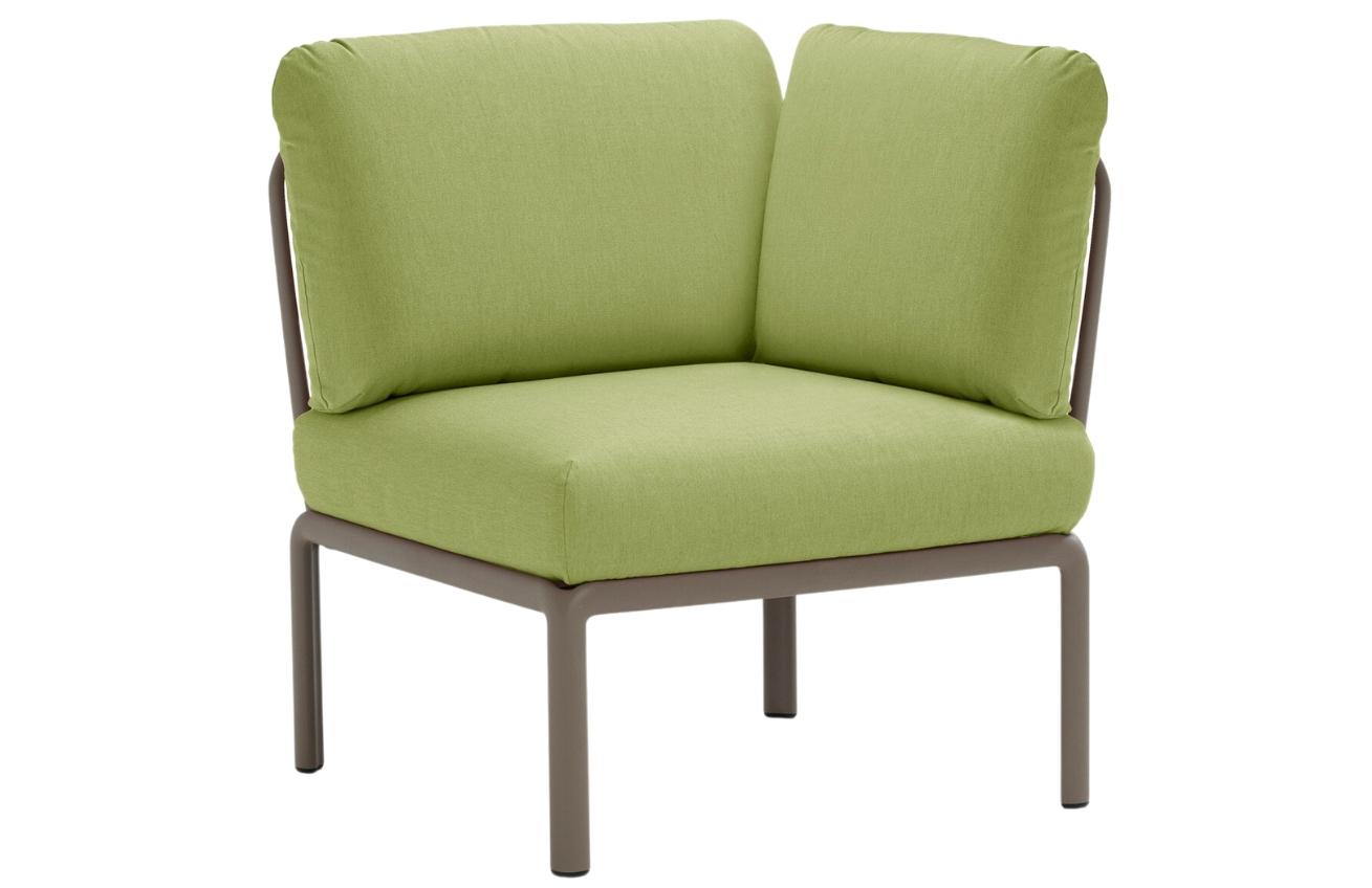 Nardi Zelený látkový zahradní rohový modul Komodo s hnědošedou podnoží Nardi