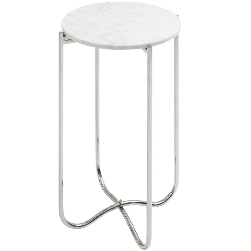 Moebel Living Bílý mramorový odkládací stolek Morami 35 cm Moebel Living