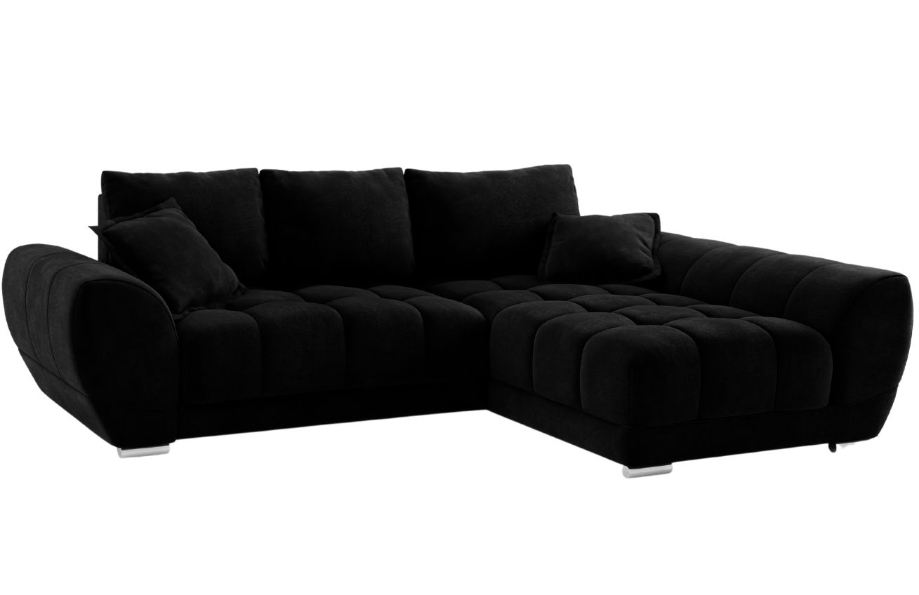 Černá sametová rohová rozkládací pohovka Windsor & Co Nuage 285 cm