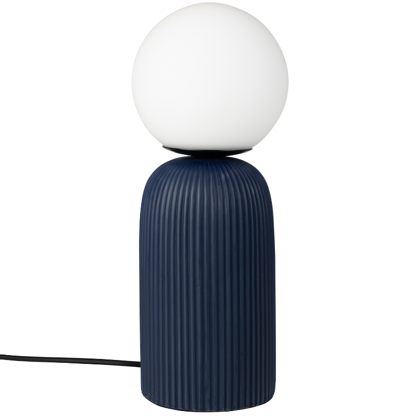 Bílá skleněná stolní lampa ZUIVER DASH s modrou keramickou podstavou Zuiver