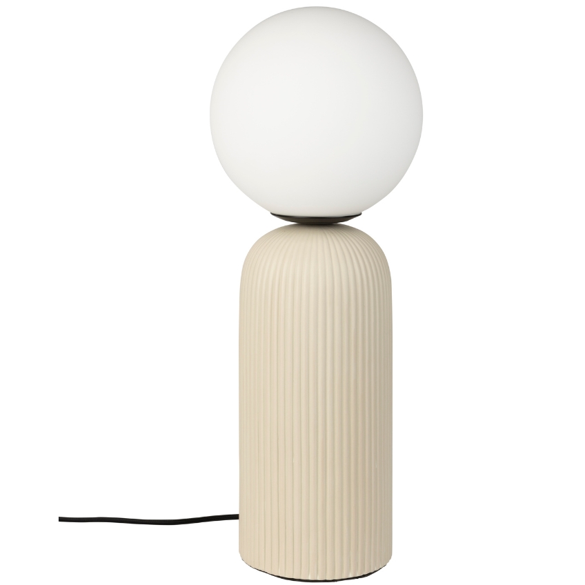 Bílá skleněná stolní lampa ZUIVER DASH s béžovou keramickou podstavou Zuiver