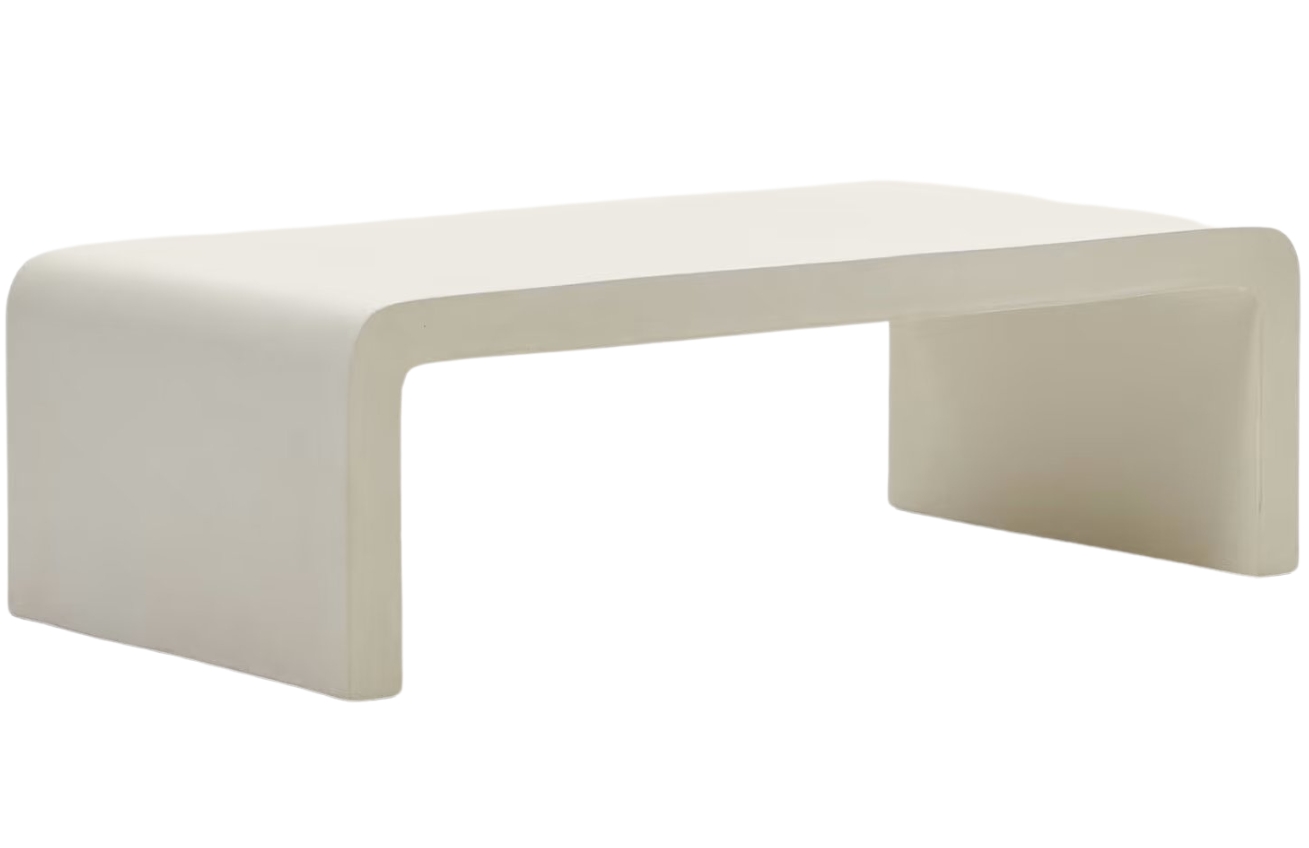 Bílý cementový zahradní konferenční stolek Kave Home Aiguablava 135 x 65 cm Kave Home