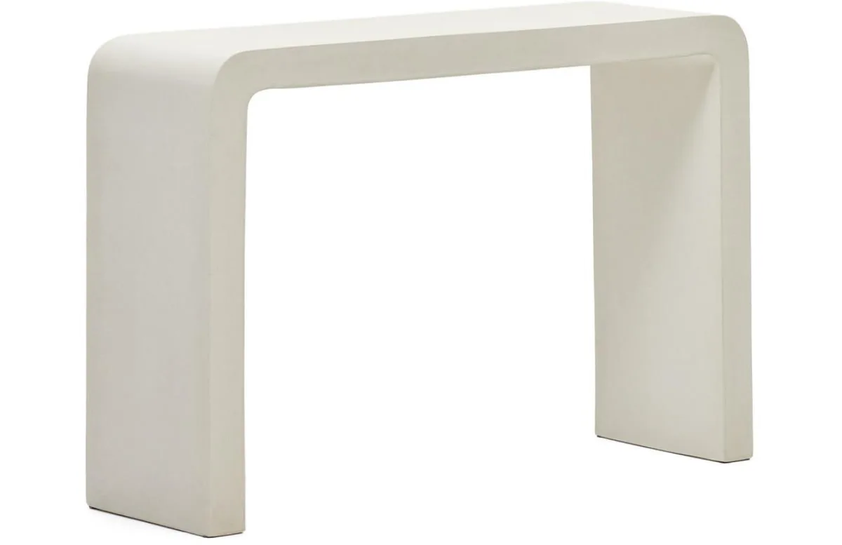 Kave Home Bílý cementový zahradní toaletní stolek Aiguablava 120 x 35 cm