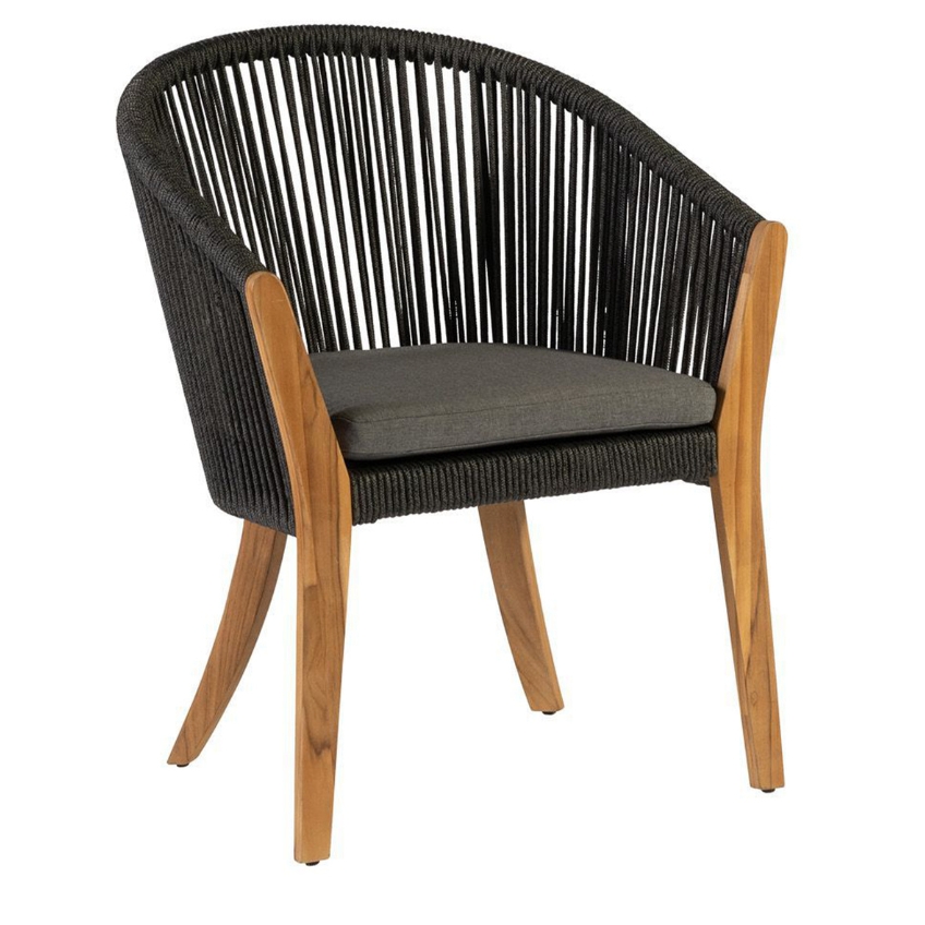Hoorns Šedá látková zahradní židle Sarino s černým výpletem Hoorns