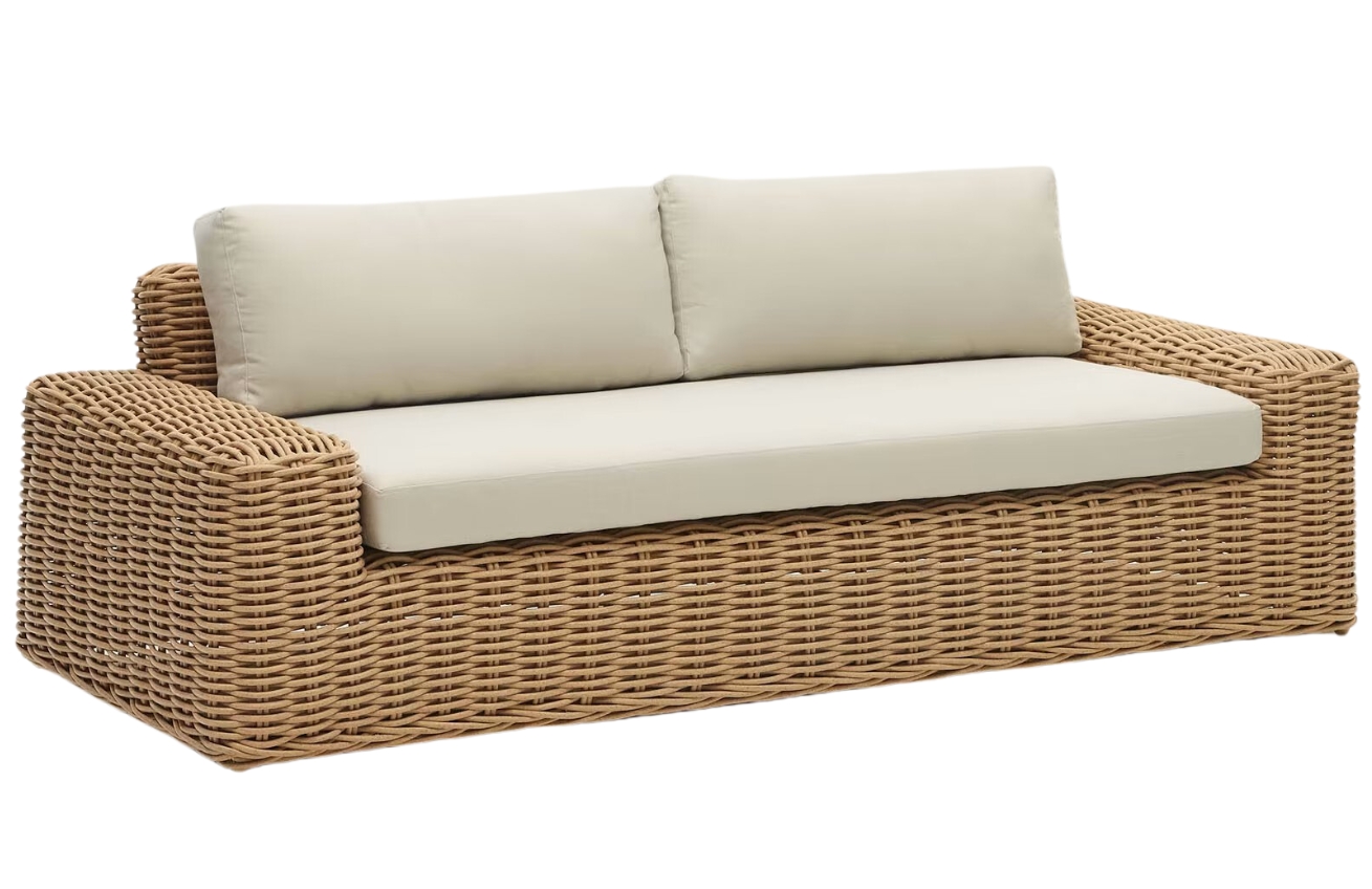 Ratanová zahradní pohovka Kave Home Portlligat 220 cm s polštáři Kave Home