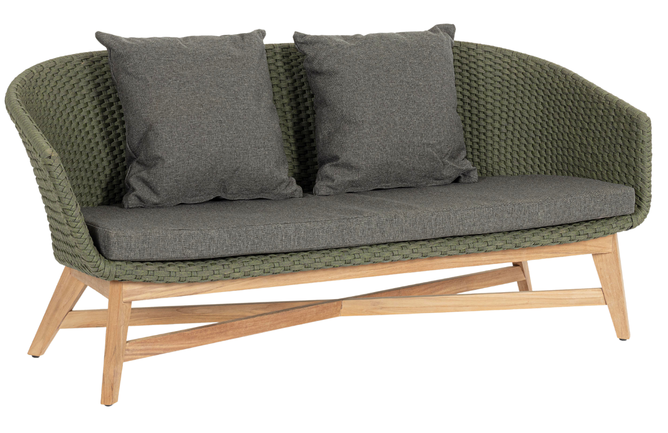 Zeleno-šedá pletená zahradní dvoumístná pohovka Bizzotto Coachella 168 cm Bizzotto