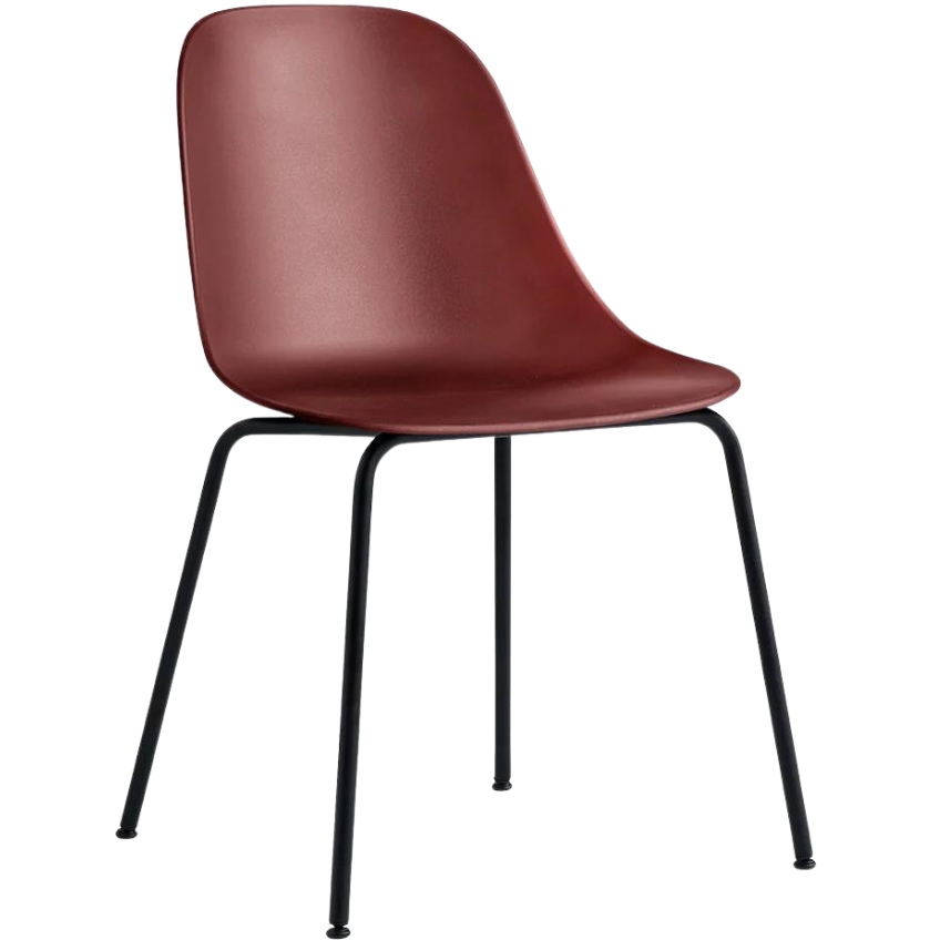 Vínově červená plastová jídelní židle MENU HARBOUR II. s černou podnoží Menu