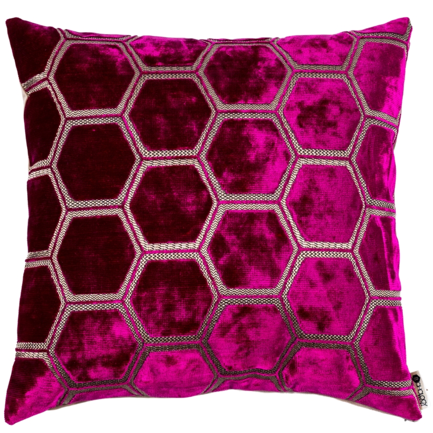 BOHOLOGY Růžový sametový povlak na polštář Hexagon 43 x 43 cm BOHOLOGY