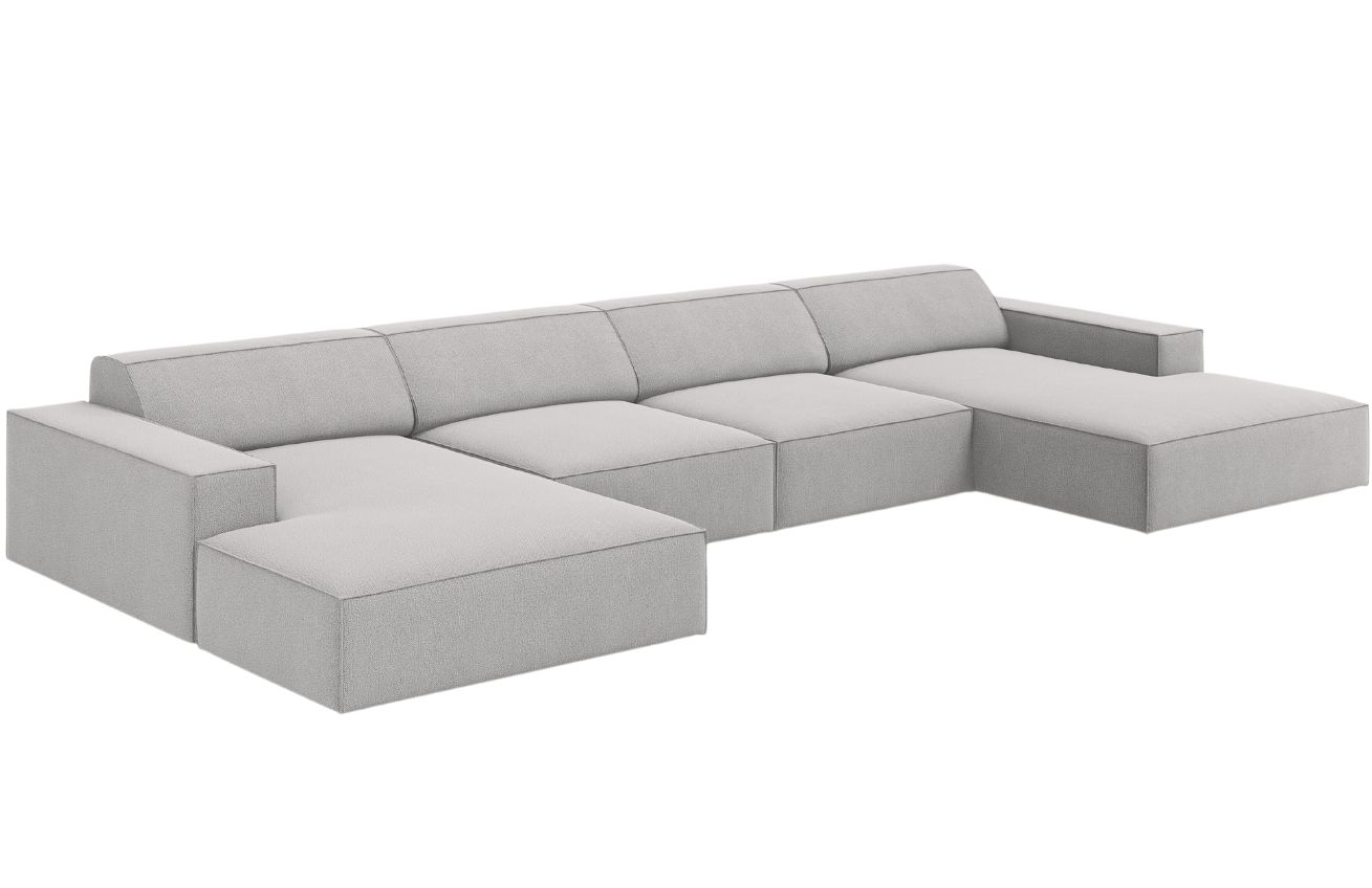Šedá látková rohová pohovka do "U" MICADONI Jodie 364 cm Micadoni