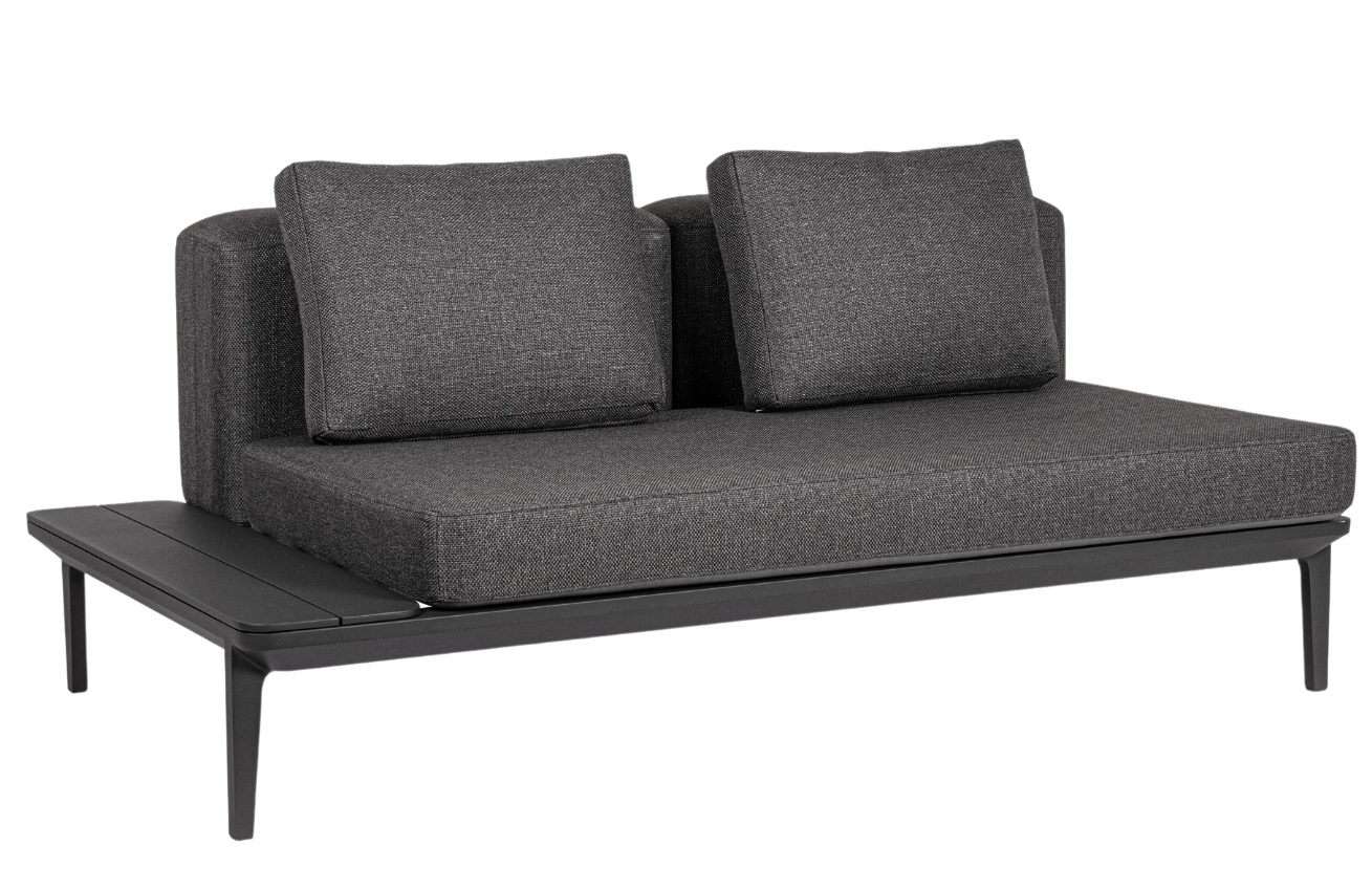 Černo-šedá látková zahradní dvoumístná pohovka Bizzotto Matrix 174 cm Bizzotto