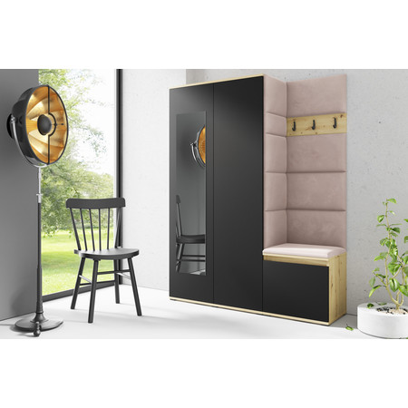 Předsíňová stěna EMI 11 Červená Grafit Se zrcadlem