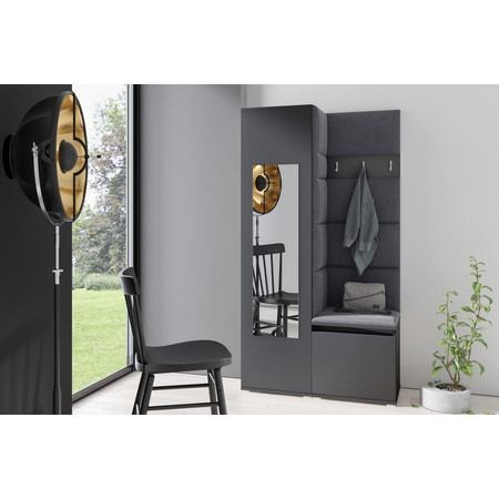 Předsíňová stěna EMI 13 Černá Grafit Se zrcadlem