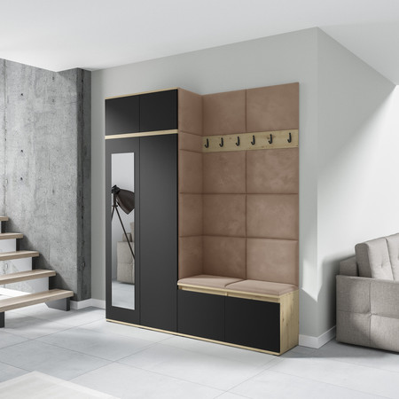 Předsíňová stěna EMI 19 Béžová Dub artisan/černá