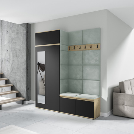 Předsíňová stěna EMI 19 Mátová Dub artisan/černá