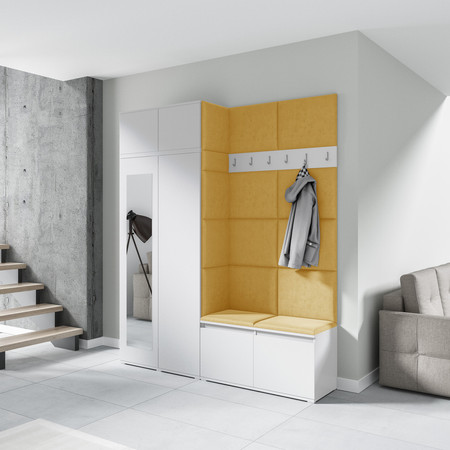 Předsíňová stěna EMI 19 Světle žlutá Bílá