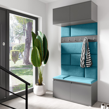 Předsíňová stěna EMI 23 Azurová Grafit