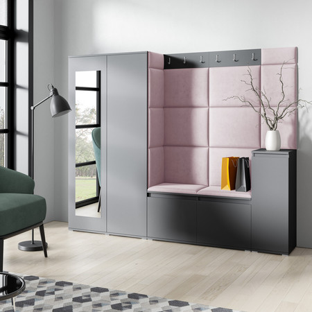 Předsíňová stěna EMI 27 Růžová Grafit