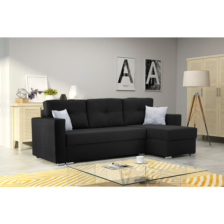 Rozkládací rohová sedací souprava 102 AIDEN Levá Černá