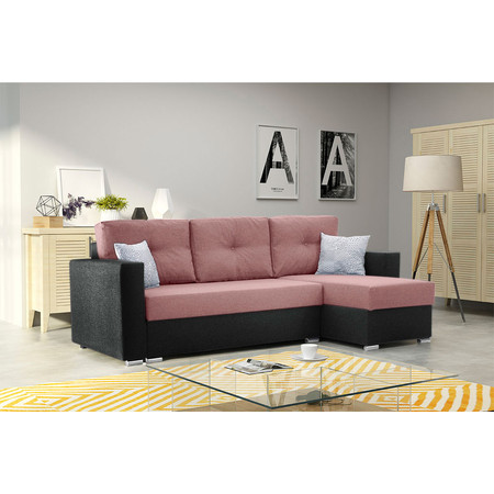 Rozkládací rohová sedací souprava 102 AIDEN Levá Černá+růžová