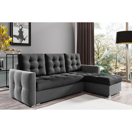 Rozkládací rohová sedací souprava 103 MATTHEW Levá Černá+šedá