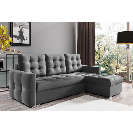 Rozkládací rohová sedací souprava 103 MATTHEW Levá Tmavě šedá