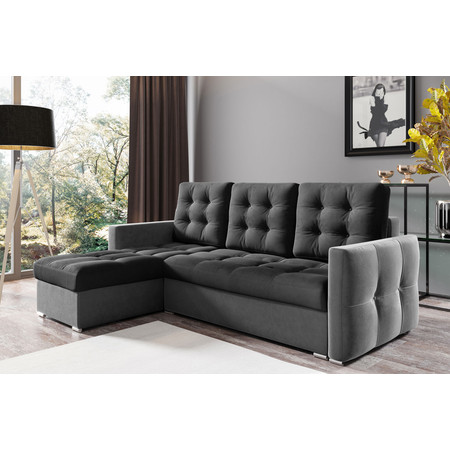 Rozkládací rohová sedací souprava 103 MATTHEW Pravá Černá+šedá