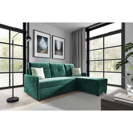 Rozkládací rohová sedací souprava 104 JACKSON Levá Tmavě zelená