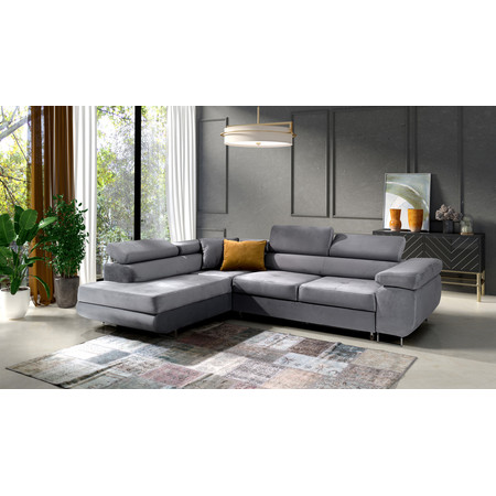 Rozkládací rohová sedací souprava 150 ETHAM Pravá Šedá