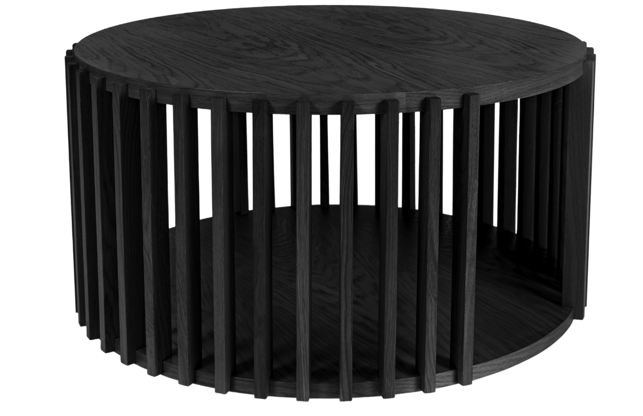 Černý dubový kulatý konferenční stolek Woodman Drum I.  Ø 83 cm Woodman