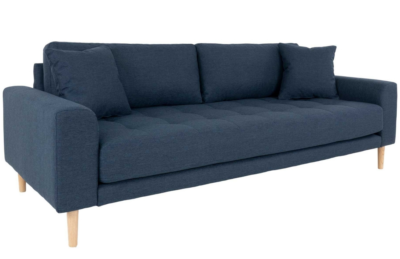 Nordic Living Tmavě modrá látková třímístná pohovka Limo 210 cm Nordic Living