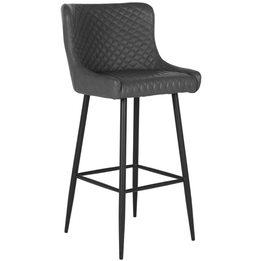 Nordic Living Šedá koženková barová židle Leonie 75 cm Nordic Living