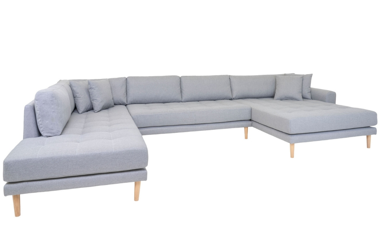 Nordic Living Světle šedá látková rohová pohovka Limo 370 x 220 cm