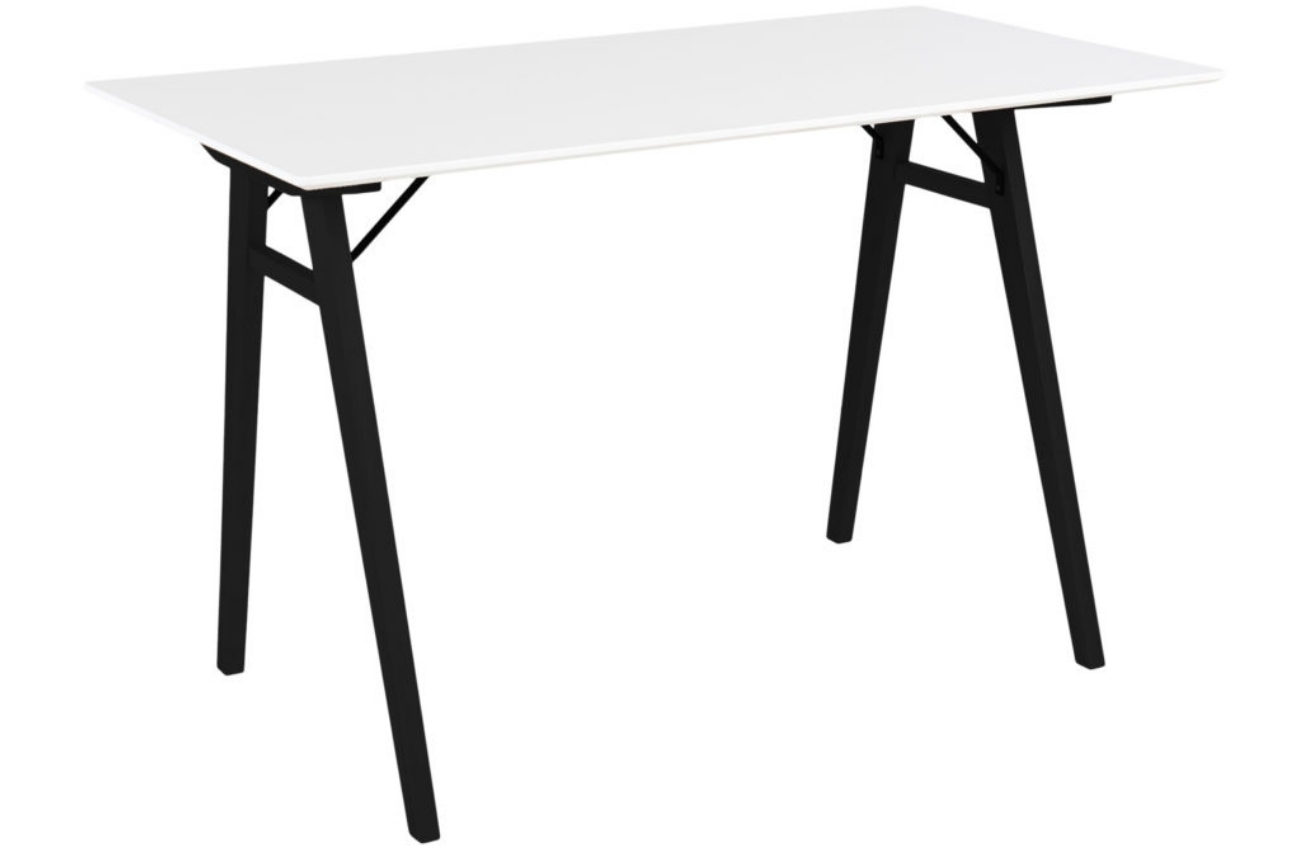 Nordic Living Bílý dřevěný pracovní stůl Vinay 120 x 60 cm s černou podnoží Nordic Living