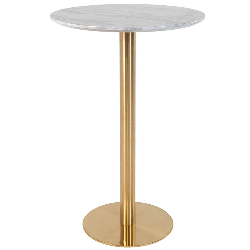 Nordic Living Zlatý mramorový kulatý barový stůl Ascona 70 cm Nordic Living