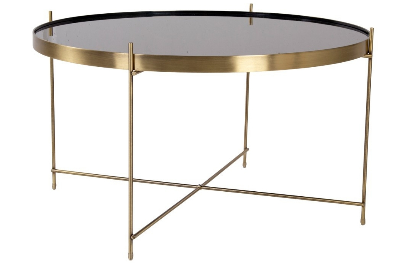Nordic Living Zlatý kulatý skleněný konferenční stolek Emeli 70 cm Nordic Living