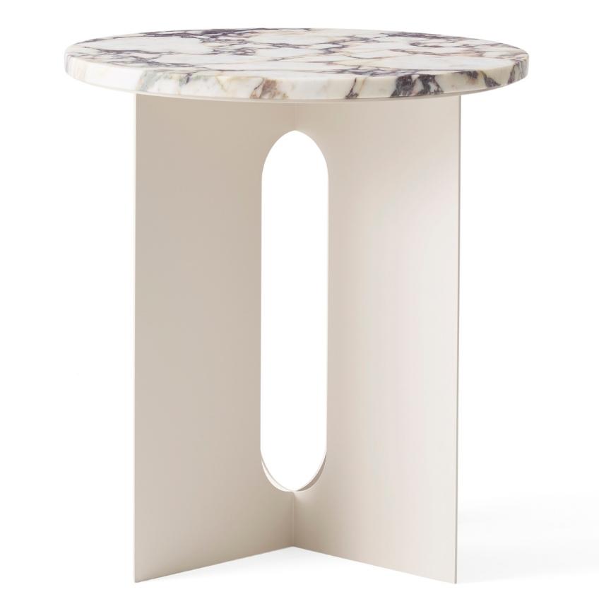 Bílý kovový odkládací stolek MENU ANDROGYNE 40 cm s mramorovou deskou Menu