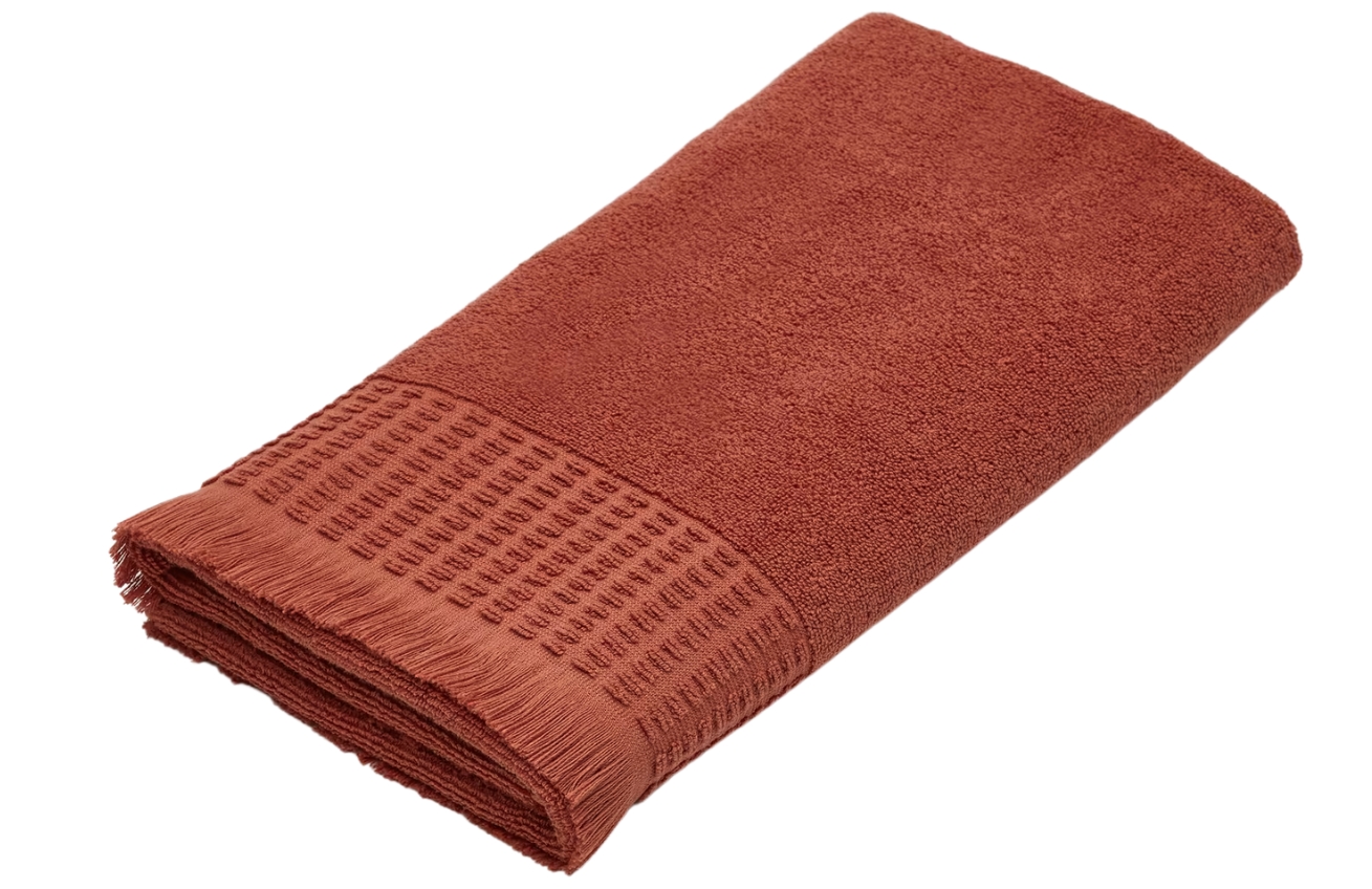Terakotově červený bavlněný ručník Kave Home Veta 70 x 140 cm Kave Home