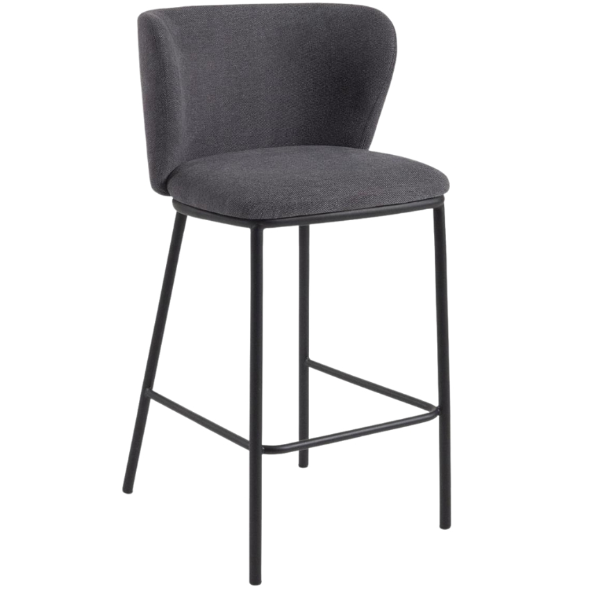 Tmavě šedá látková barová židle Kave Home Ciselia 65 cm Kave Home