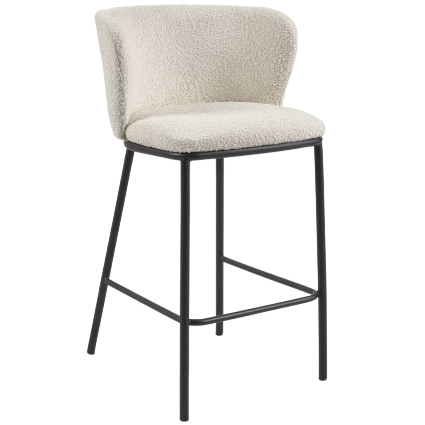 Bílá látková barová židle Kave Home Ciselia 65 cm Kave Home