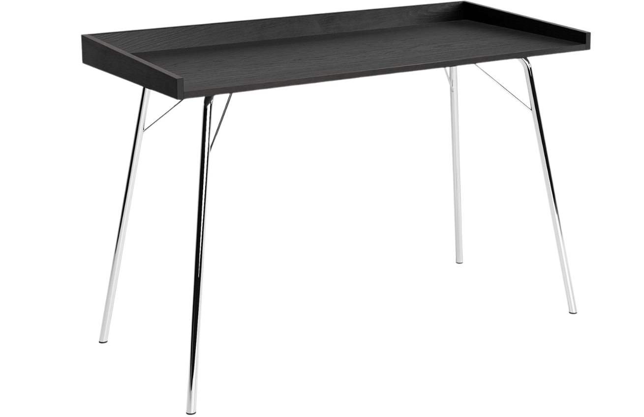 Černý dubový pracovní stůl Woodman Rayburn s chromovou podnoží 115 x 52 cm Woodman