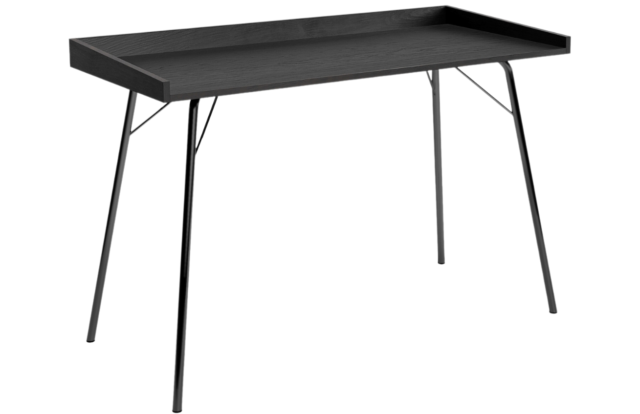 Černý dubový pracovní stůl Woodman Rayburn s kovovou podnoží 115 x 52 cm Woodman