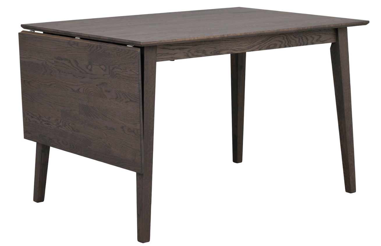 Tmavě hnědý dubový rozkládací jídelní stůl ROWICO FILIPPA 120/165 x 80 cm Rowico
