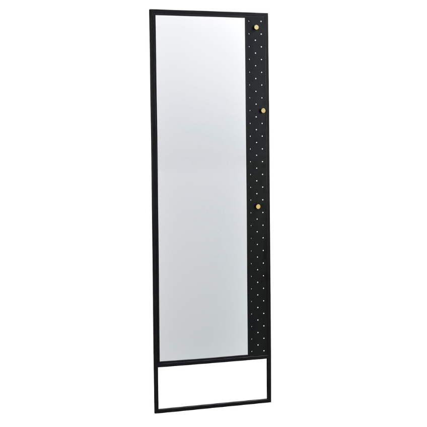 Černé kovové stojací zrcadlo ROWICO CONFETTI 170 x 53 cm Rowico