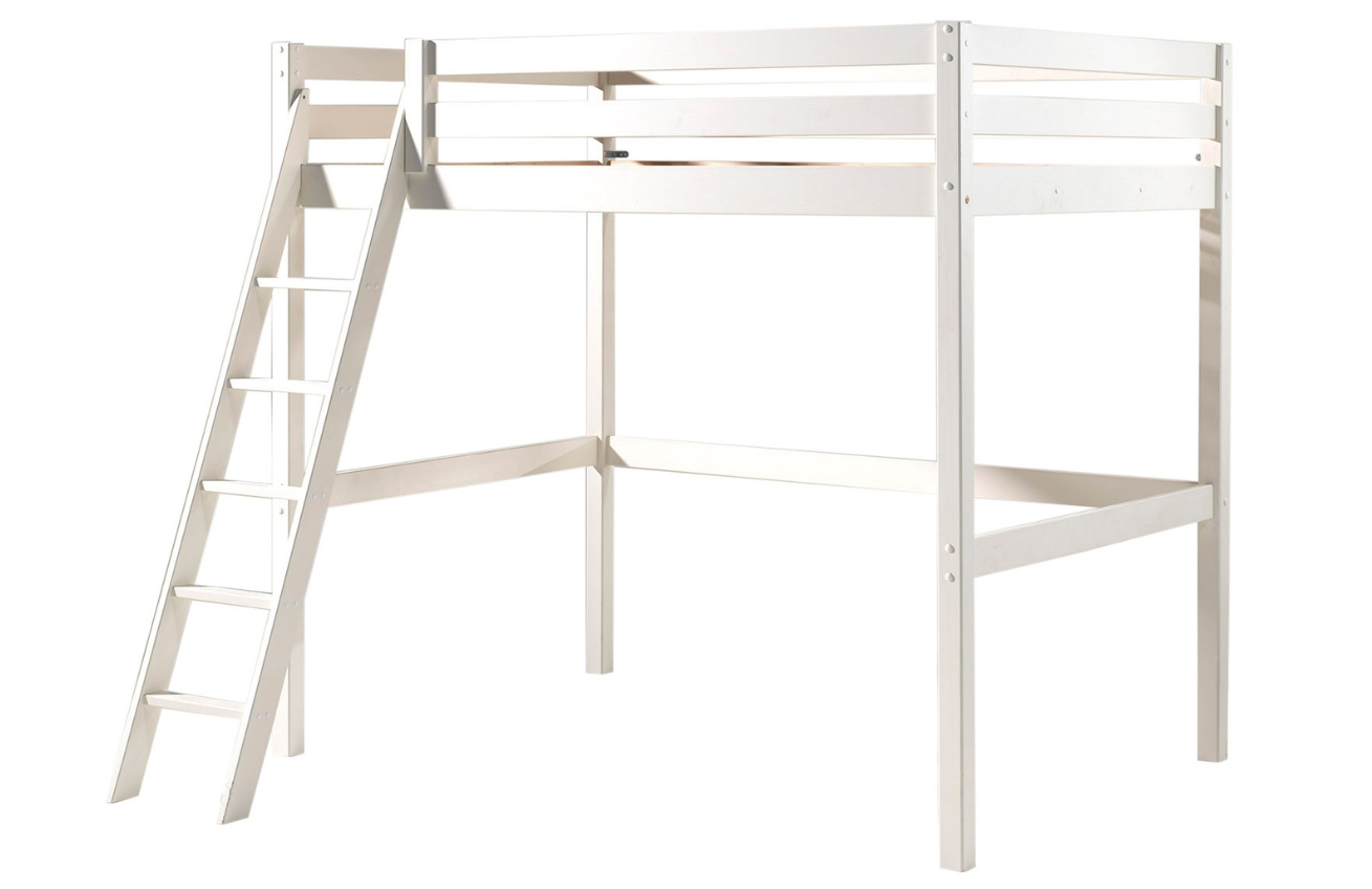Bílá borovicová patrová postel Vipack Pino Mezzanine 140 x 200 cm Vipack